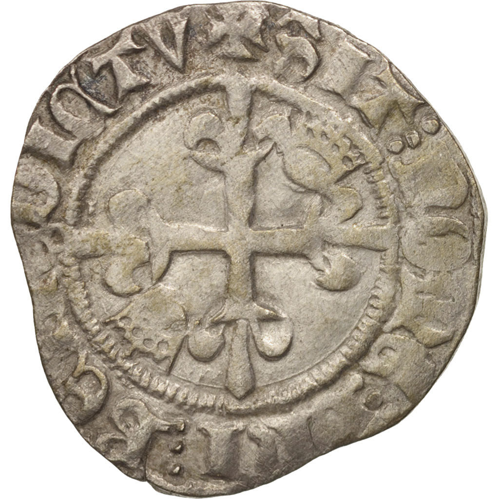 Coin, France, Charles VI, Florette, Troyes, EF(40-45), Billon, Duplessy:405A