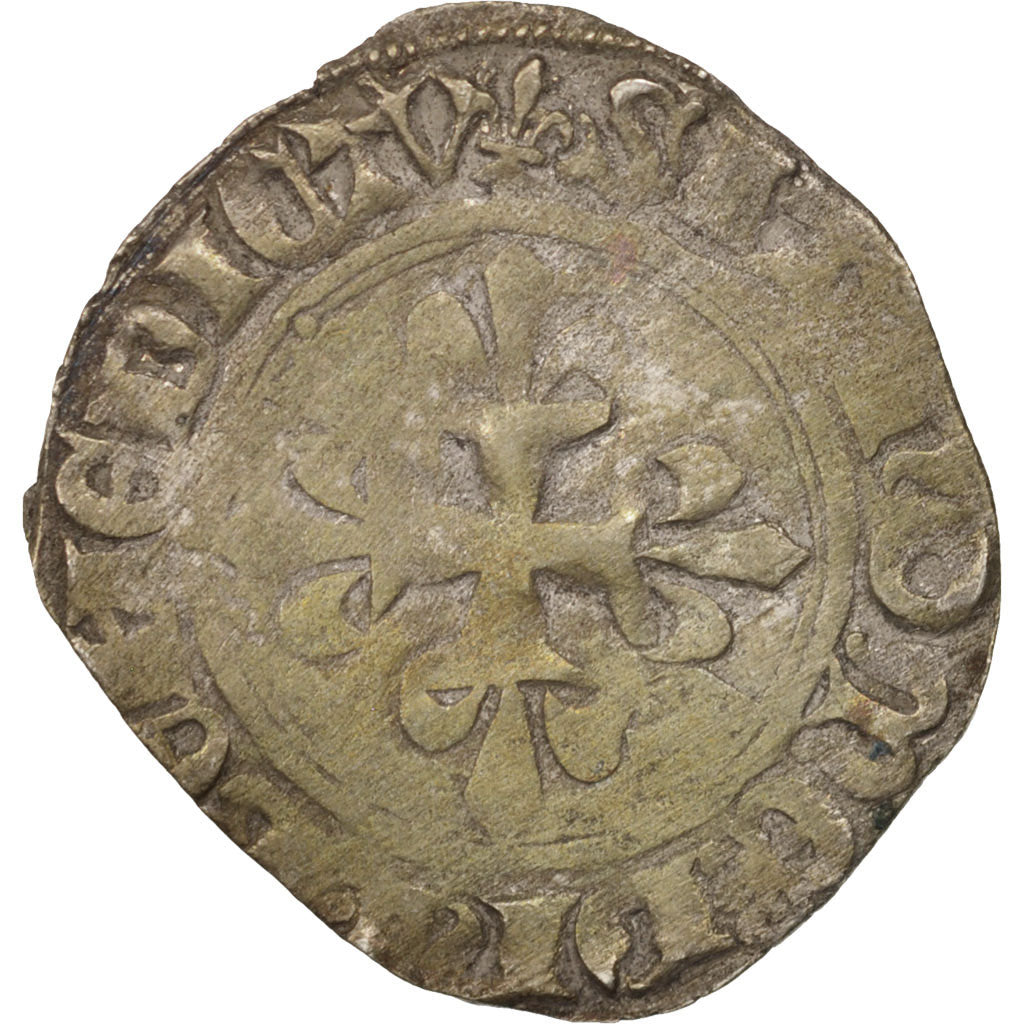 Coin, France, Charles VI, Florette, Paris, VF(30-35), Billon, Duplessy:387B