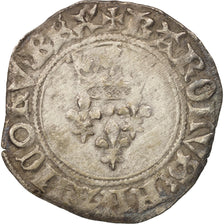 Coin, France, Charles VI, Florette, Châlons-en-Champagne, VF(30-35), Billon