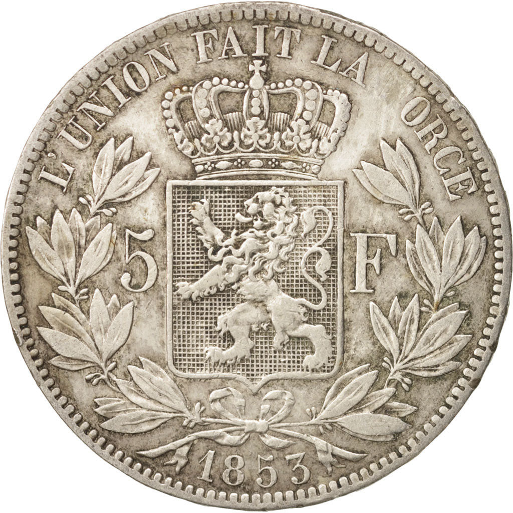 Monnaie, Belgique, Leopold I, 5 Francs, 5 Frank, 1853, TTB, Argent, KM:17