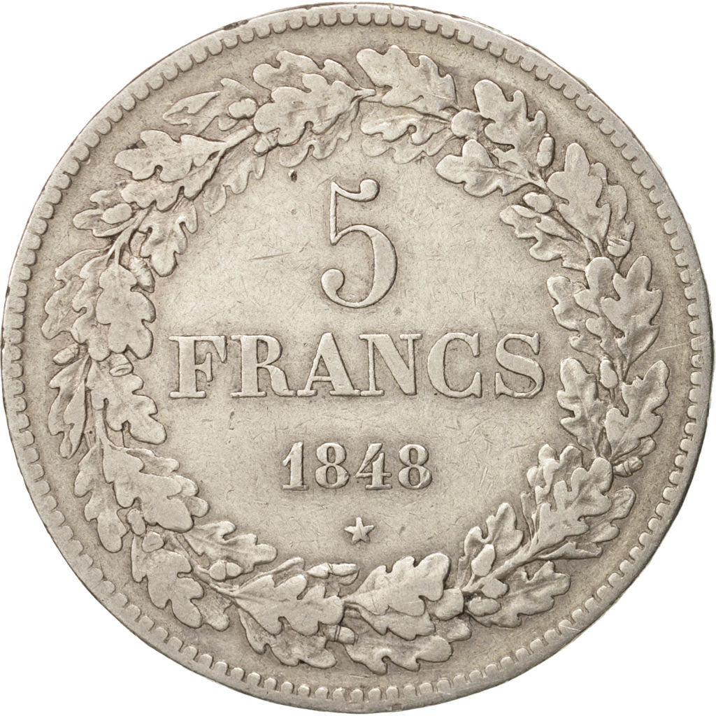 Belgium, Leopold I, 5 Francs, 5 Frank, 1848, VF(30-35), Silver, KM:3.2