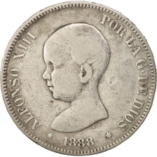 Spain, Alfonso XIII, 5 Pesetas, 1888, Madrid, VF(20-25), Silver, KM:689