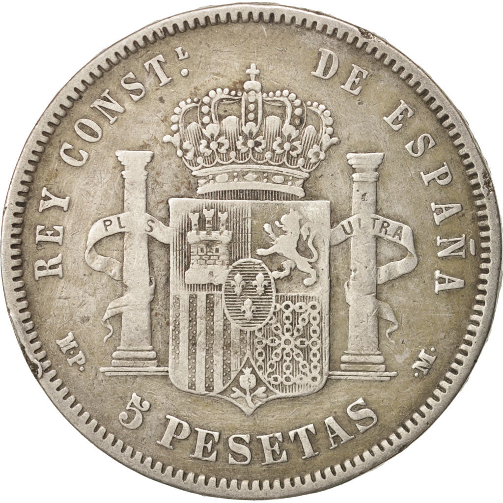 Spain, Alfonso XIII, 5 Pesetas, 1888, Madrid, VF(20-25), Silver, KM:689