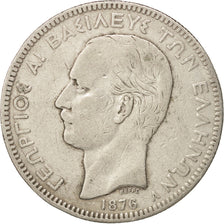 Greece, George I, 5 Drachmai, 1876, Paris, VF(20-25), Silver, KM:46