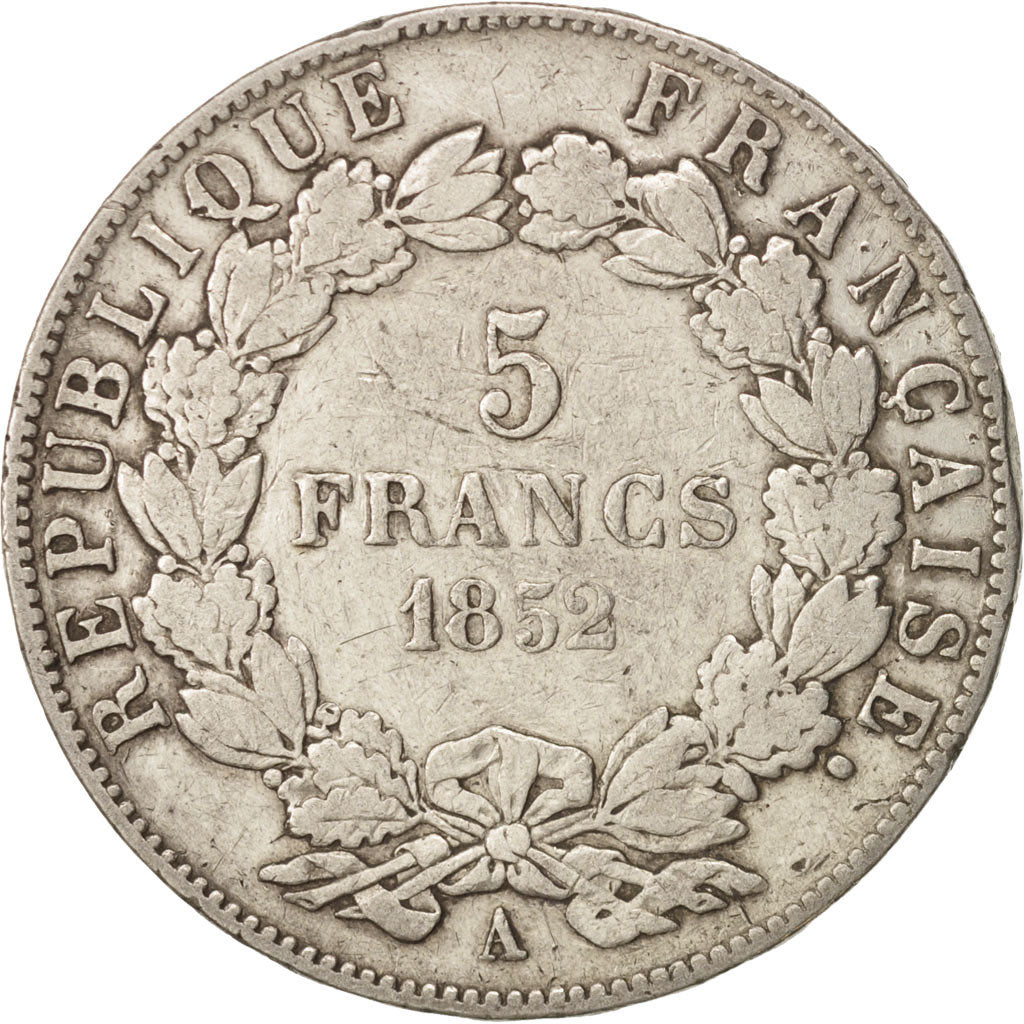 France, Napoléon III, 5 Francs, 1852, Paris, VF(20-25), Silver, KM:773.1
