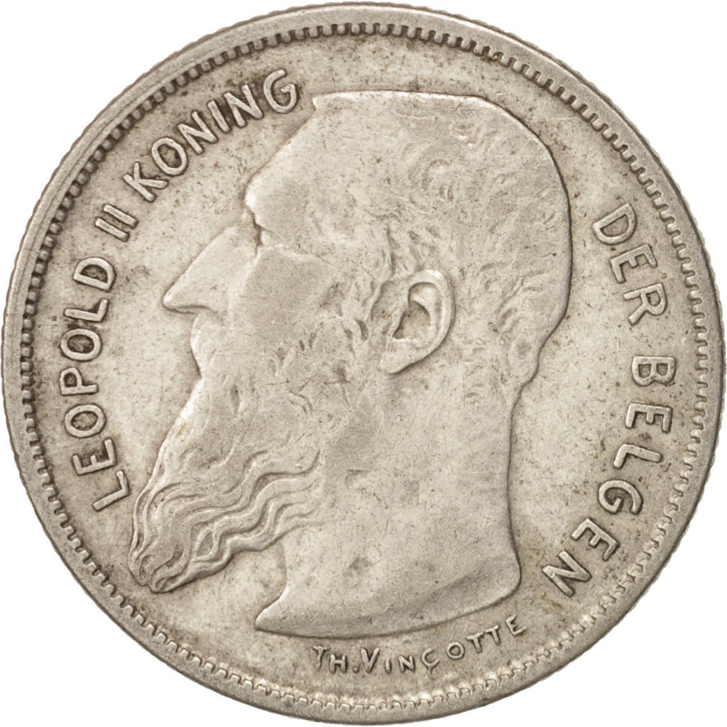 Belgium, Leopold II, 2 Francs, 2 Frank, 1909, VF(30-35), Silver, KM:59