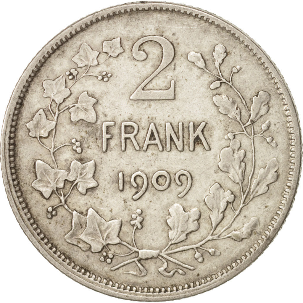 Belgium, Leopold II, 2 Francs, 2 Frank, 1909, VF(30-35), Silver, KM:59
