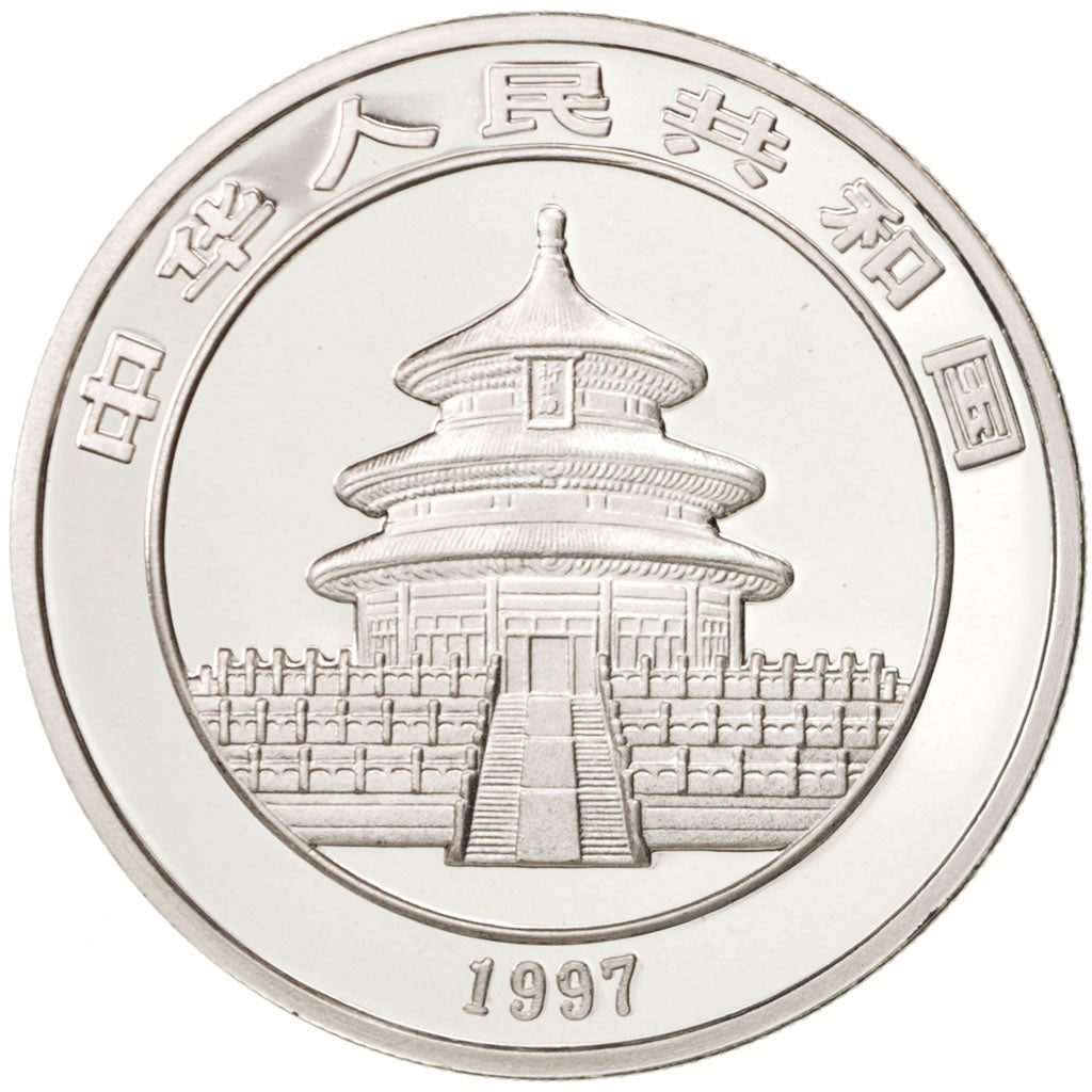 CHINA, PEOPLE'S REPUBLIC, 10 Yüan, 1997, small date, MS(65-70), Silver, KM:986