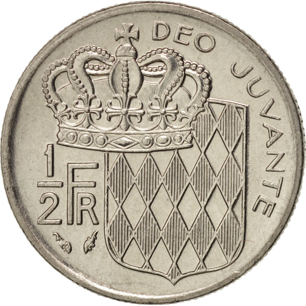 Coin, Monaco, Rainier III, 1/2 Franc, 1979, MS(63), Nickel, KM:145