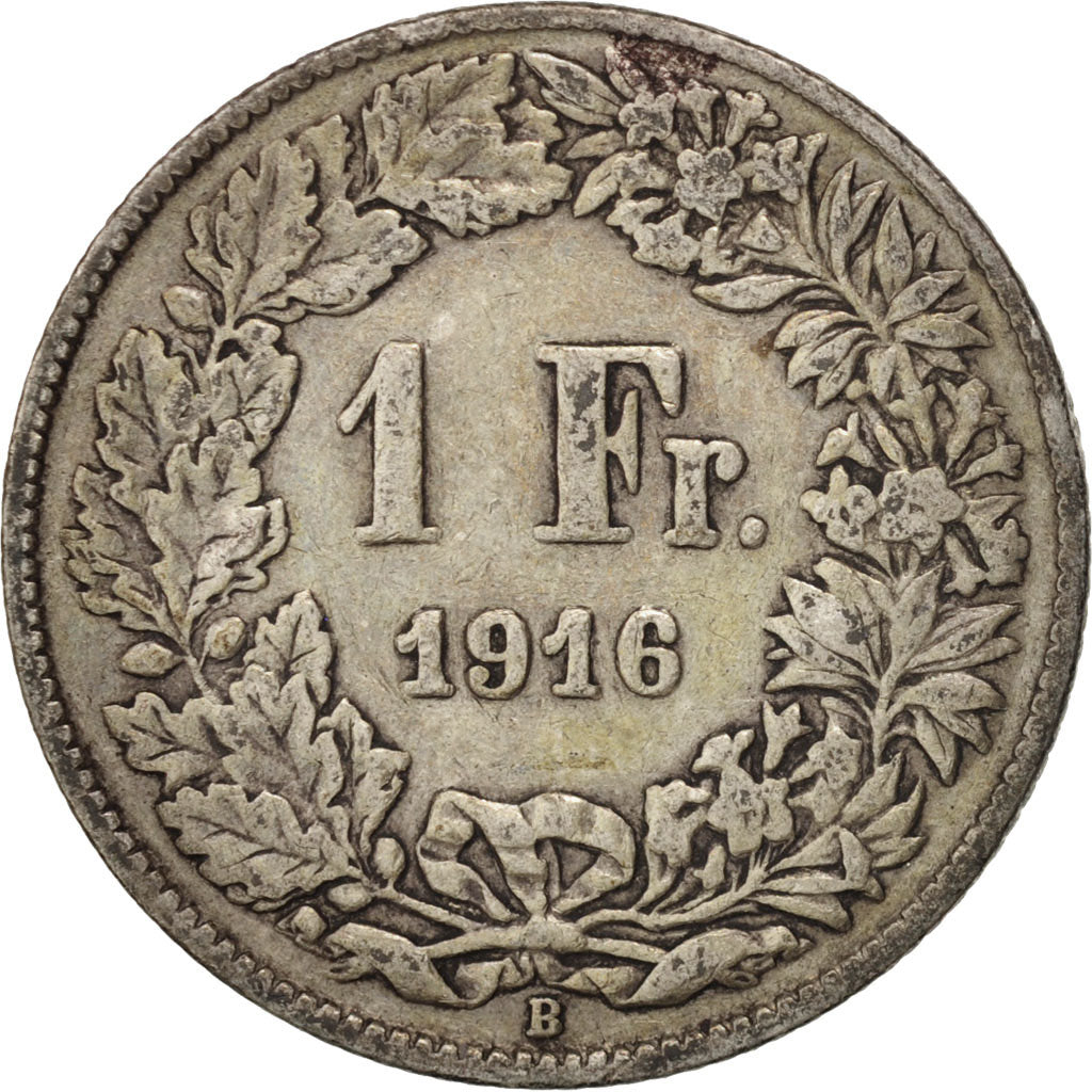 Switzerland, Franc, 1916, Bern, VF(20-25), Silver, KM:24