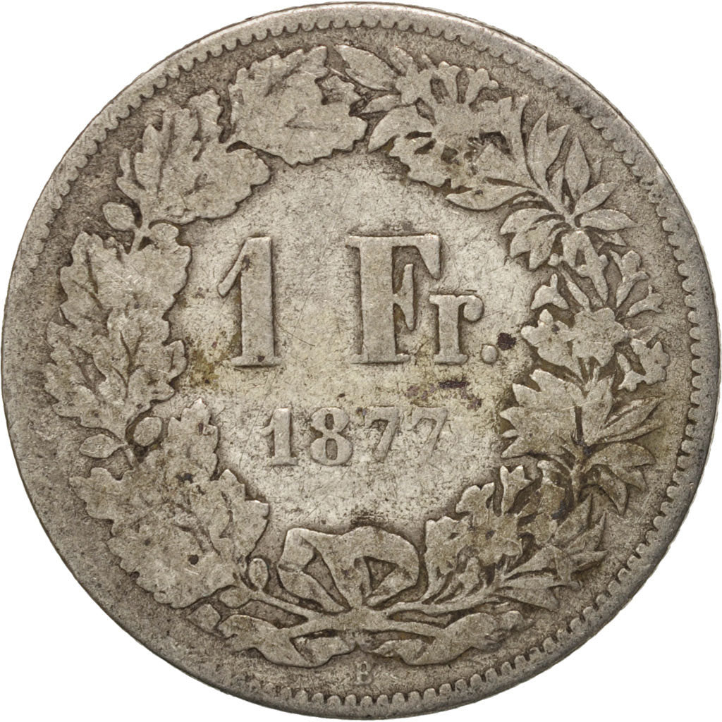 Schweiz, Franc, 1877, Bern, SGE, Silber, KM:24