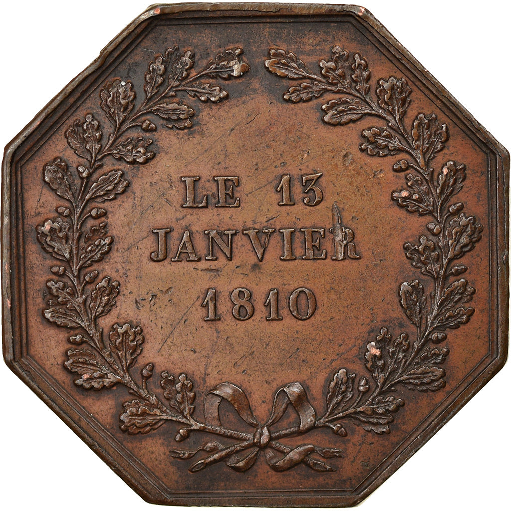 Francia, medalla, Napoleon I, Chambre des entrepreneurs de maçonnerie, 1810
