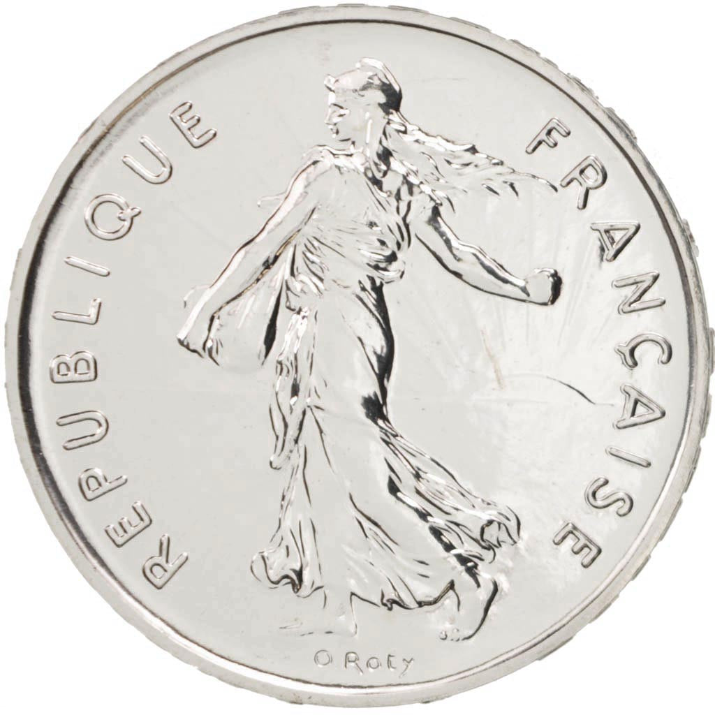 France, 5 Francs, 2001, Paris, MS(65-70), Silver, KM:1309