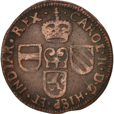 Spanish Netherlands, BRABANT, Liard, 12 Mites, 1691, Brabant, VF(20-25), Copper