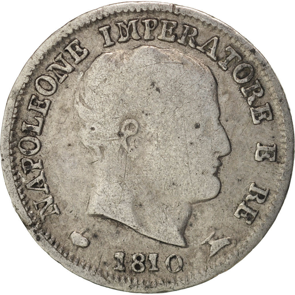 ITALIAN STATES, KINGDOM OF NAPOLEON, 5 Soldi, 1810, Milan, F(12-15), Silver