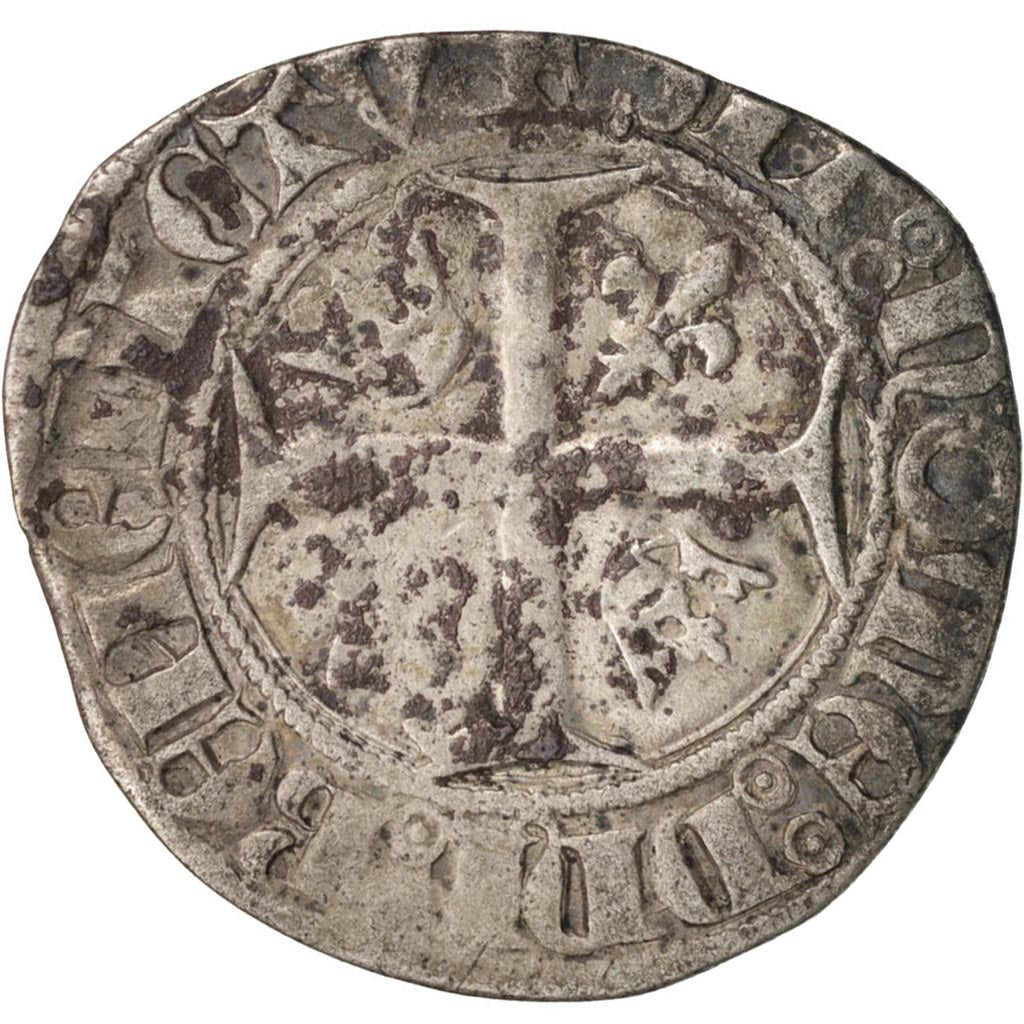 FRANCE, Charles VI, Blanc guénar, Crémieu, VF(20-25), Billon, Duplessy:377A