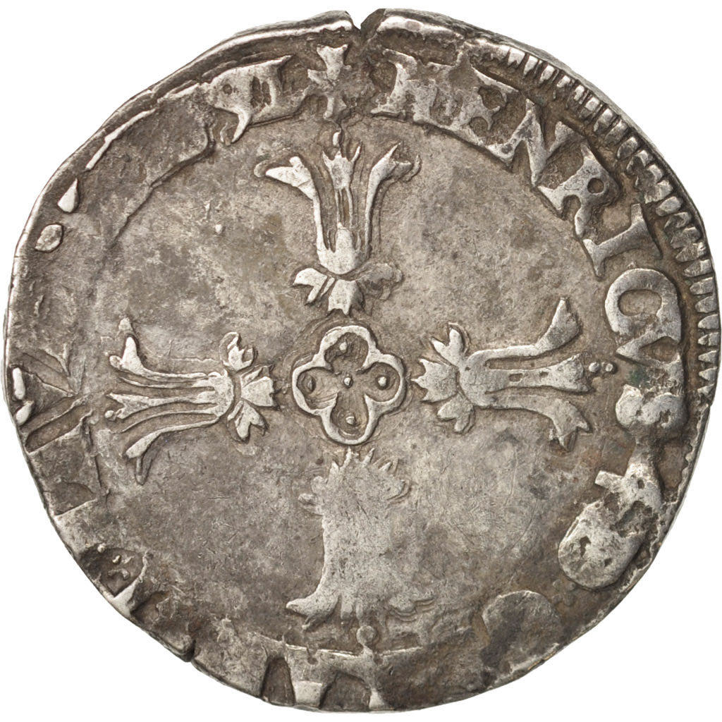 France, Henri IV, 1/4 Ecu, 1591, Bayonne, VF(20-25), Silver, Sombart:4686
