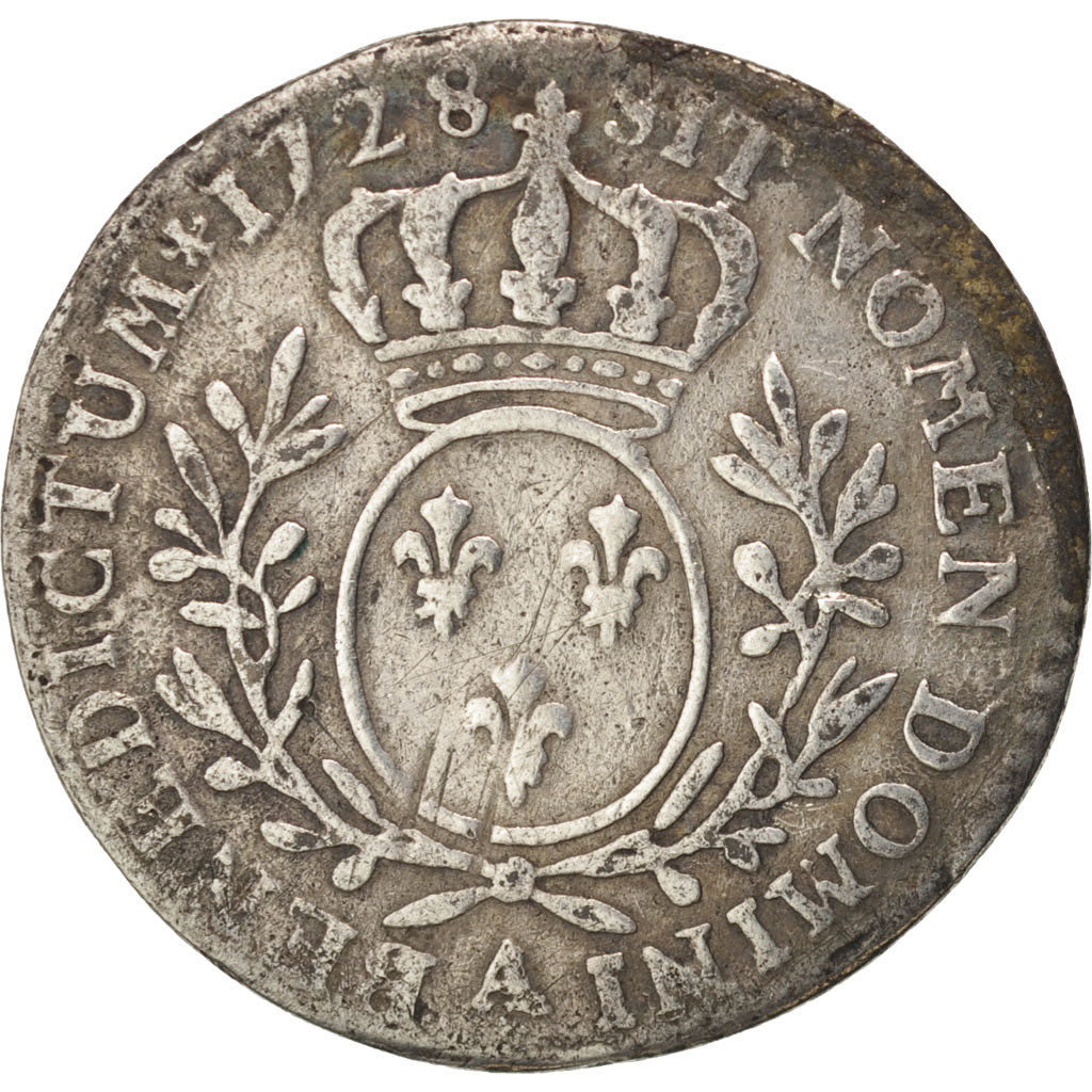 France, Louis XV, 1/10 Écu aux branches d'olivier, 1728, Paris, KM:481.1