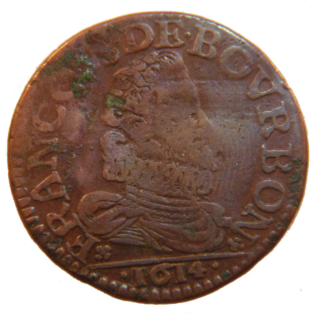 FRANCE, Liard, 1614, VF(30-35), Copper, Boudeau #1819, 3.70