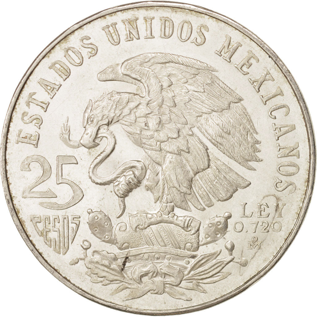 Mexico, 25 Pesos, 1968, Mexico City, AU(55-58), Silver, KM:479.1