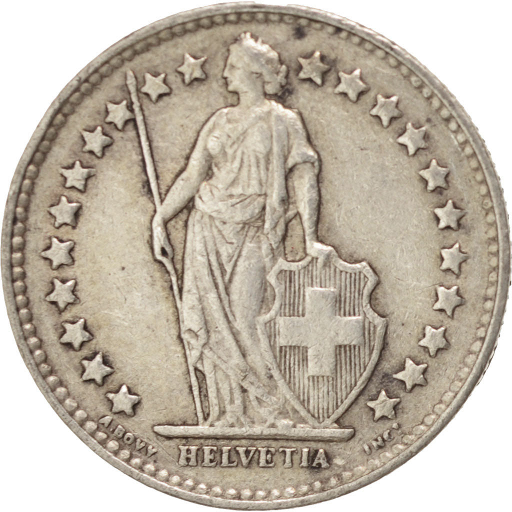 Coin, Switzerland, 1/2 Franc, 1945, Bern, EF(40-45), Silver, KM:23