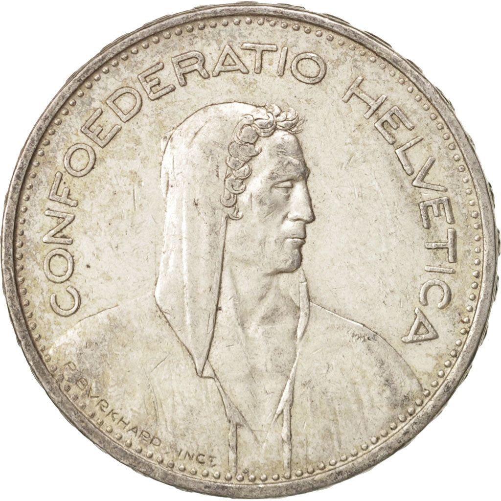 Coin, Switzerland, 5 Francs, 1939, Bern, AU(50-53), Silver, KM:40