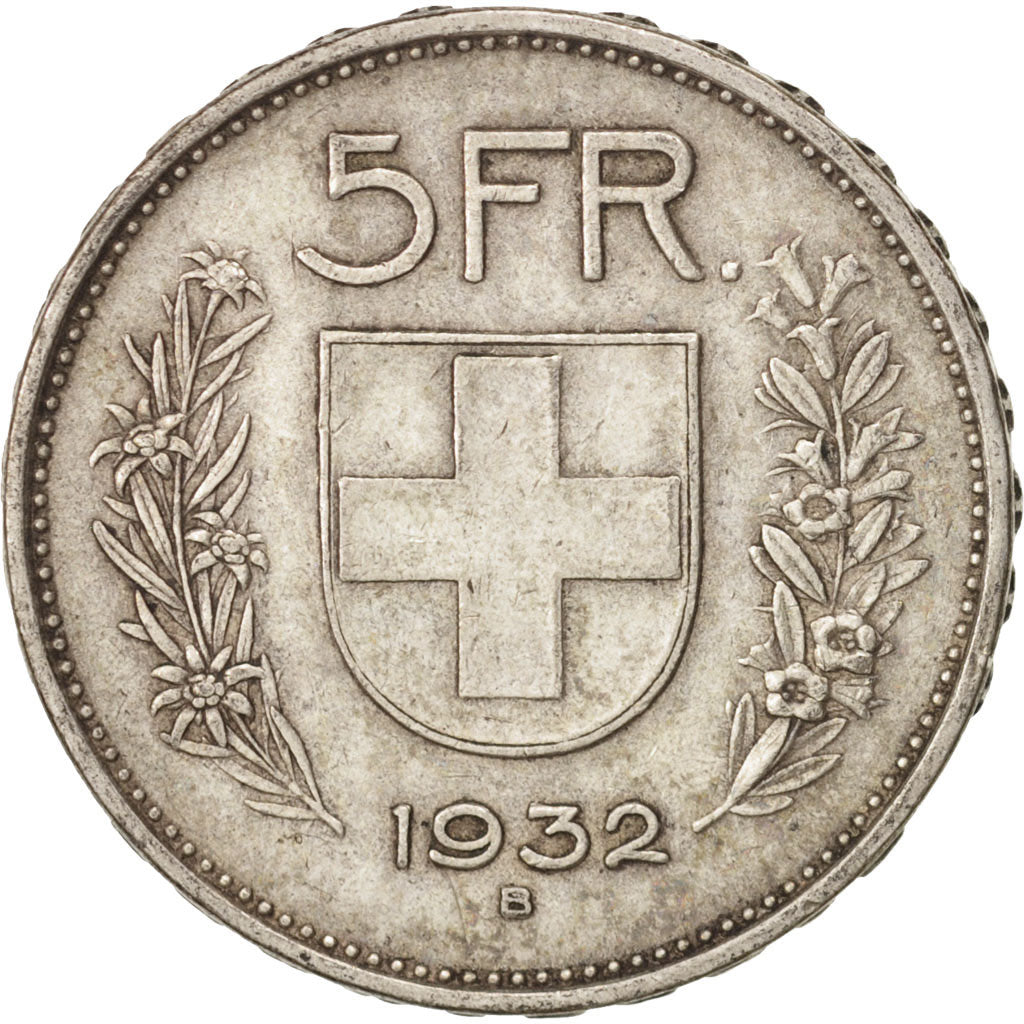 Schweiz, 5 Francs, 1932, Bern, SS, Silber, KM:40