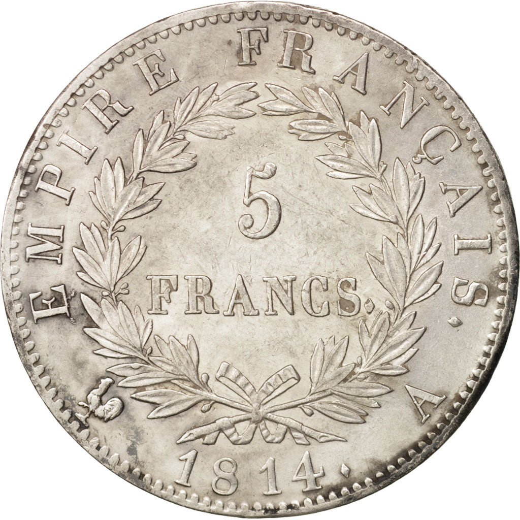 France, Napoléon I, 5 Francs, 1814, Paris, AU(50-53), Silver, KM:694.1