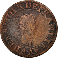 Frankreich, Henri IV, Double Tournois, 1607, Paris, VF(20-25), Copper, KM:16.1