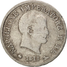 ITALIAN STATES, KINGDOM OF NAPOLEON, 10 Soldi, 1811, Milan, VF(20-25), Silver