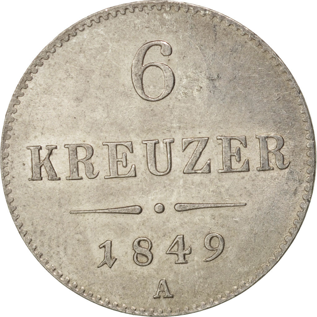 Coin, Austria, Franz Joseph I, 6 Kreuzer, 1849, Vienne, MS(60-62), Silver