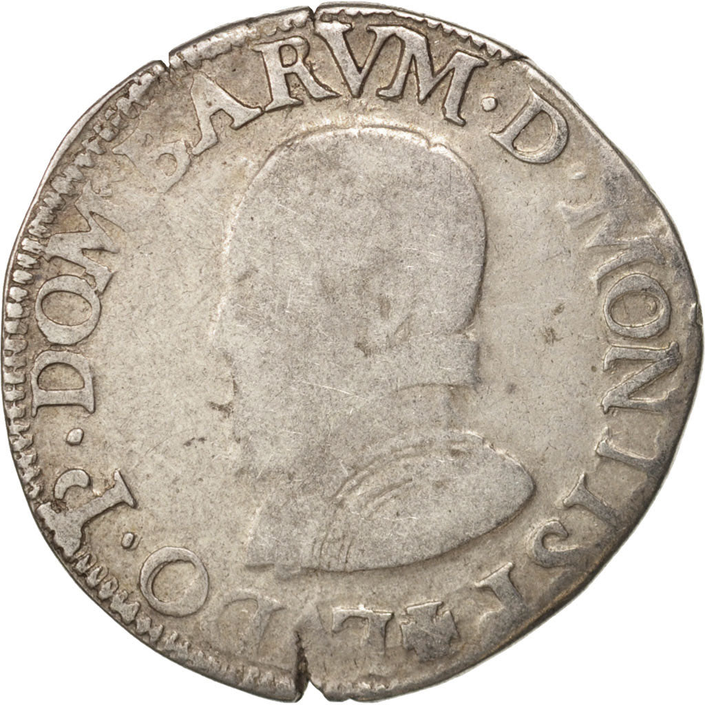 Coin, France, DOMBES, Louis II, Teston, 1577, Trévoux, F(12-15), Silver