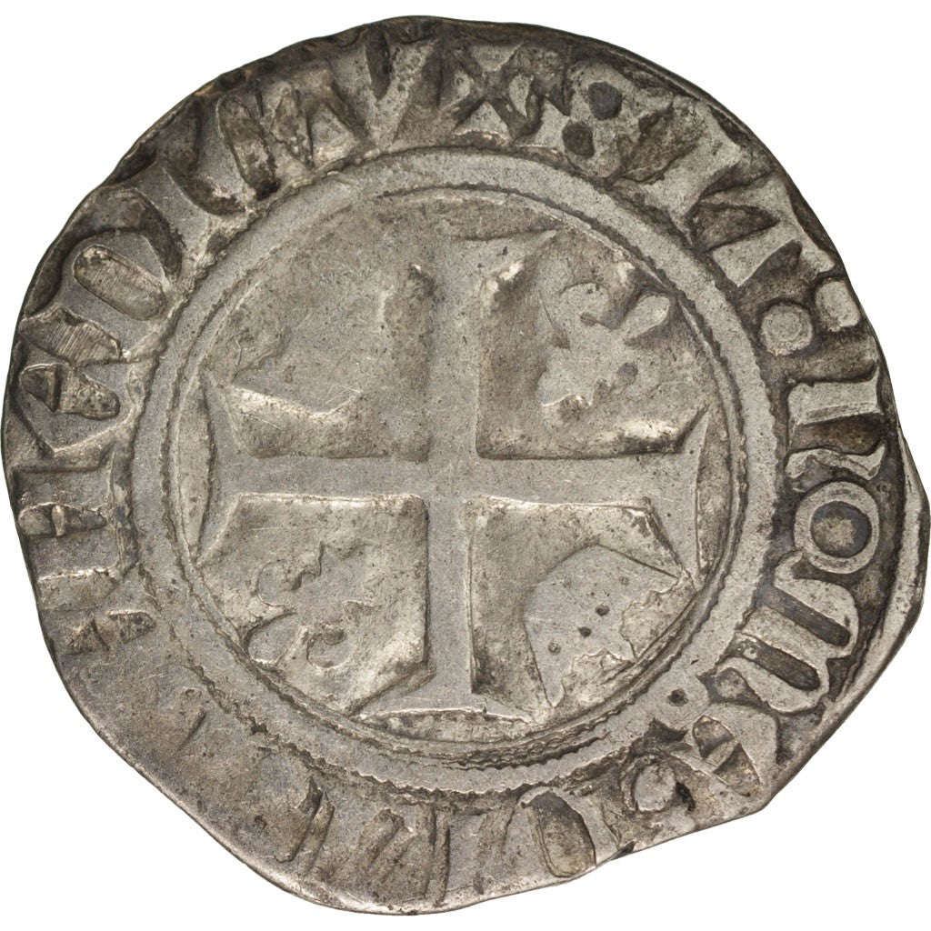 Monnaie, France, Charles VI, Blanc Guénar, Angers, TB+, Billon, Duplessy:377C