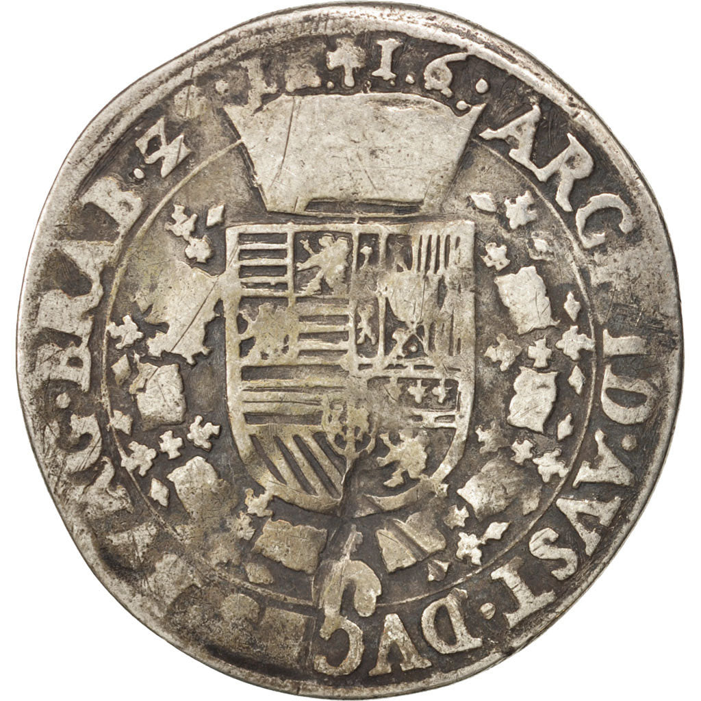Spanish Netherlands, BRABANT, 1/4 Patagon, 1616, Antwerp, F(12-15), Silver