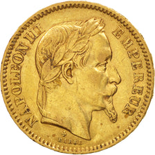 Moneta, Francia, Napoleon III, Napoléon III, 20 Francs, 1864, Strasbourg, BB