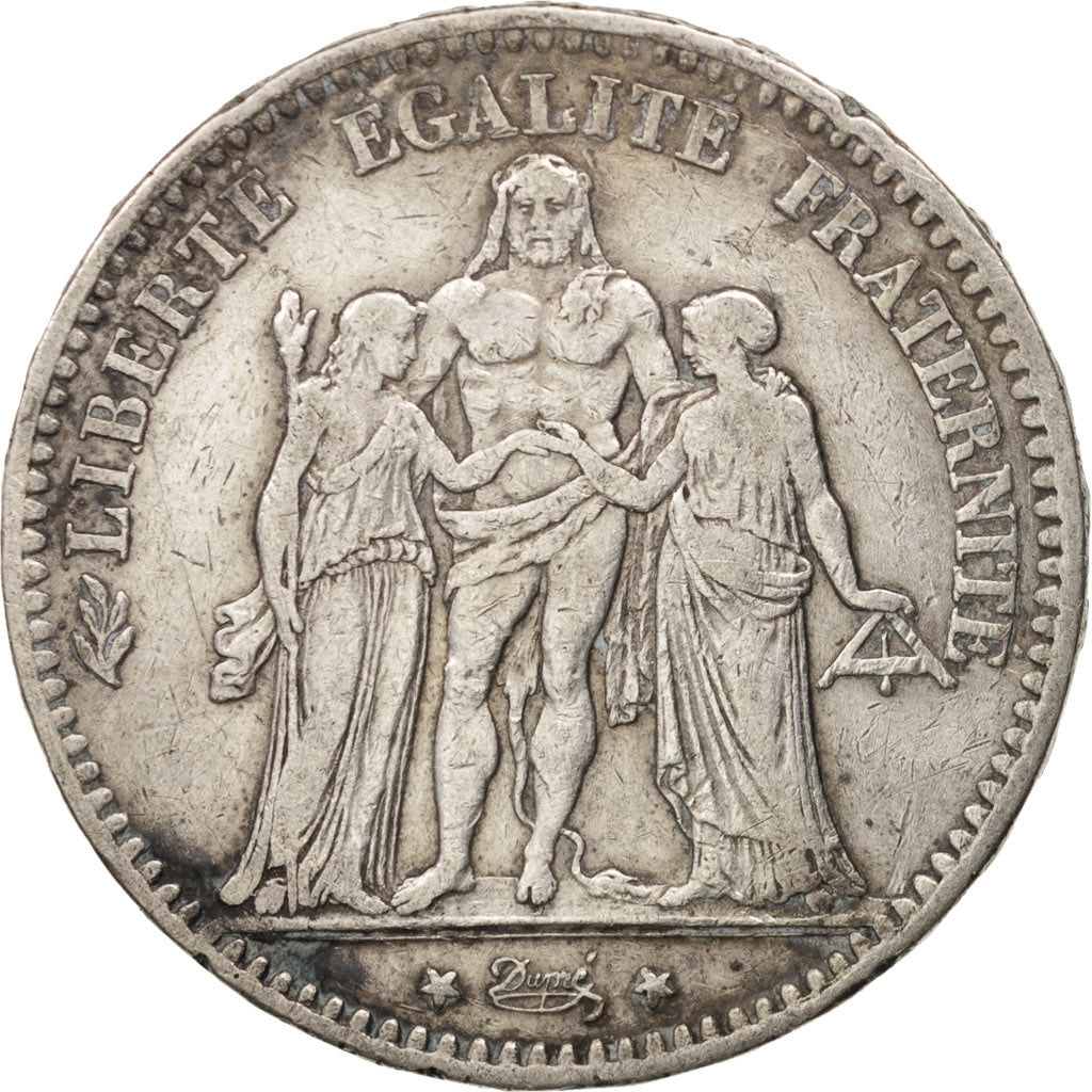 Coin, France, Hercule, 5 Francs, 1877, Bordeaux, VF(30-35), Silver, KM:820.2