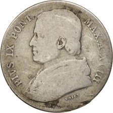 ITALIAN STATES, PAPAL STATES, Pius IX, 20 Baiocchi, 1863-XVIII, Rome, F(12-15)