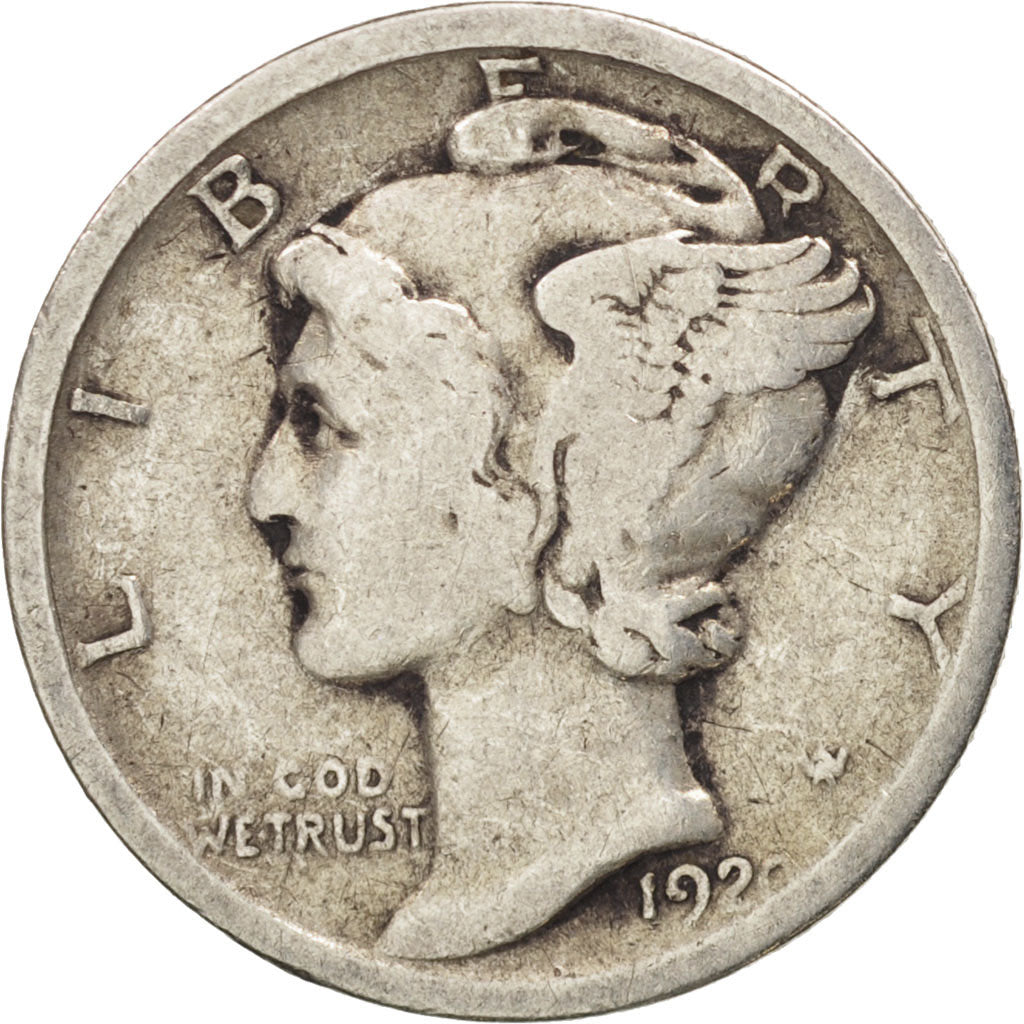 Monnaie, États-Unis, Mercury Dime, Dime, 1920, U.S. Mint, Philadelphie, TB+