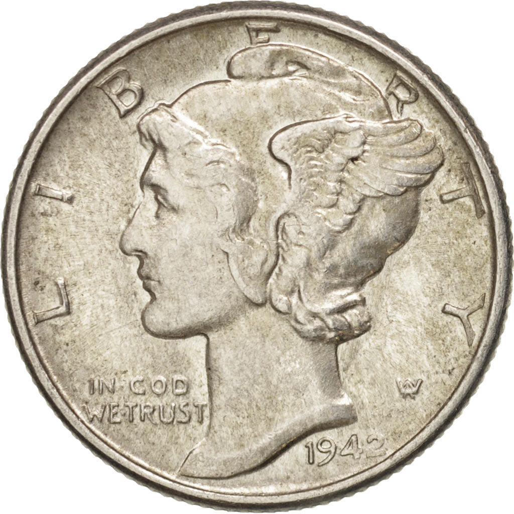 Coin, United States, Mercury Dime, Dime, 1942, U.S. Mint, Philadelphia