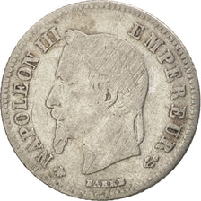 Francia, Napoleon III, 20 Centimes, 1864, Paris, BC, Plata, KM:805.1