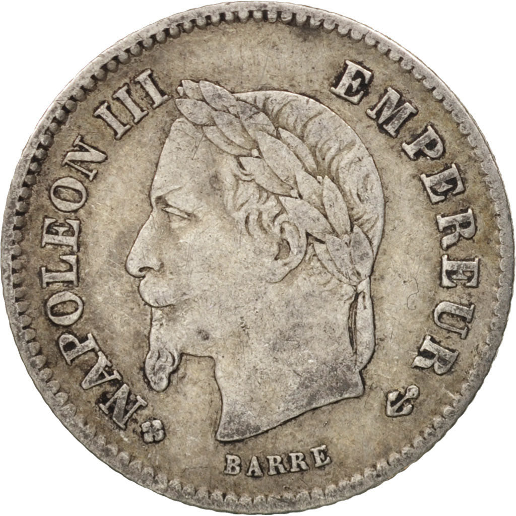 France, Napoléon III, 20 Centimes, 1867, Strasbourg, TB+, Argent, Gadoury:309