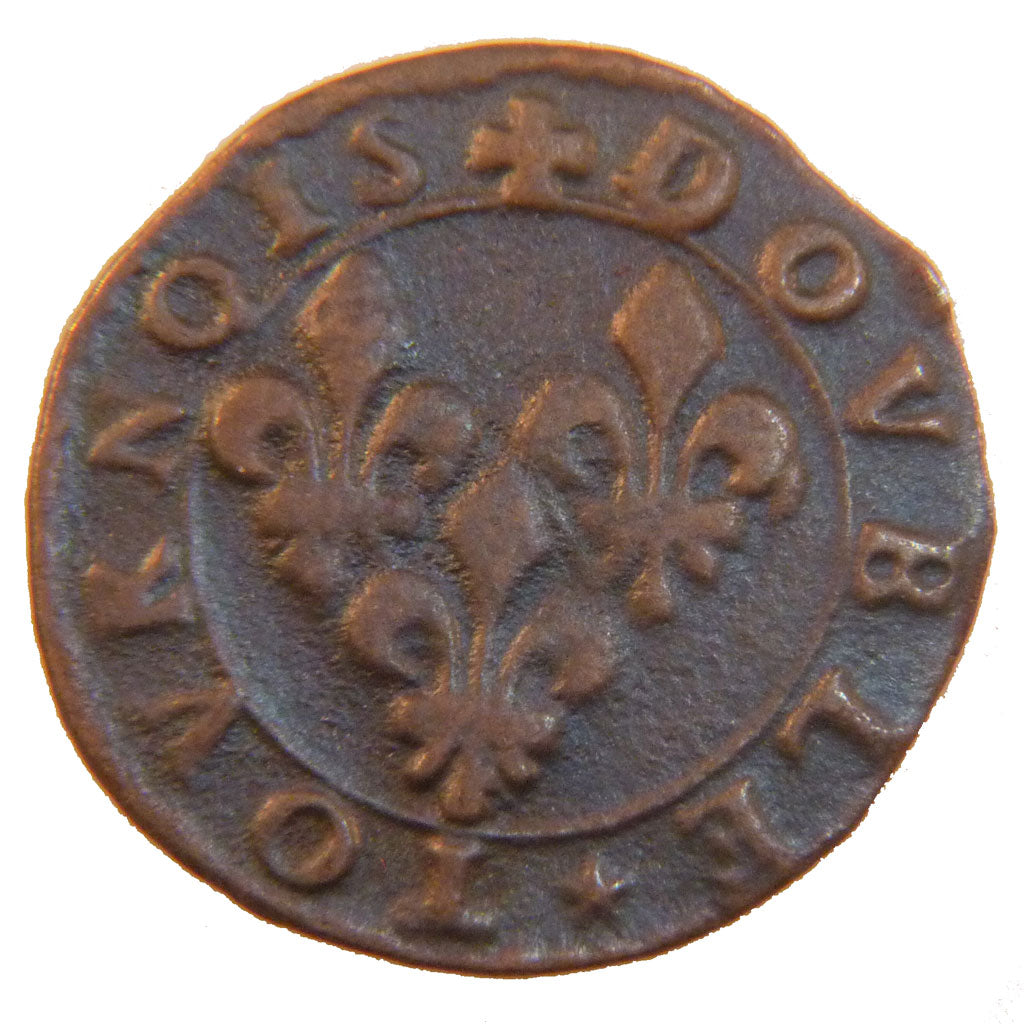 FRANCE, Double Tournois, EF(40-45), Copper, Boudeau #1824, 2.00