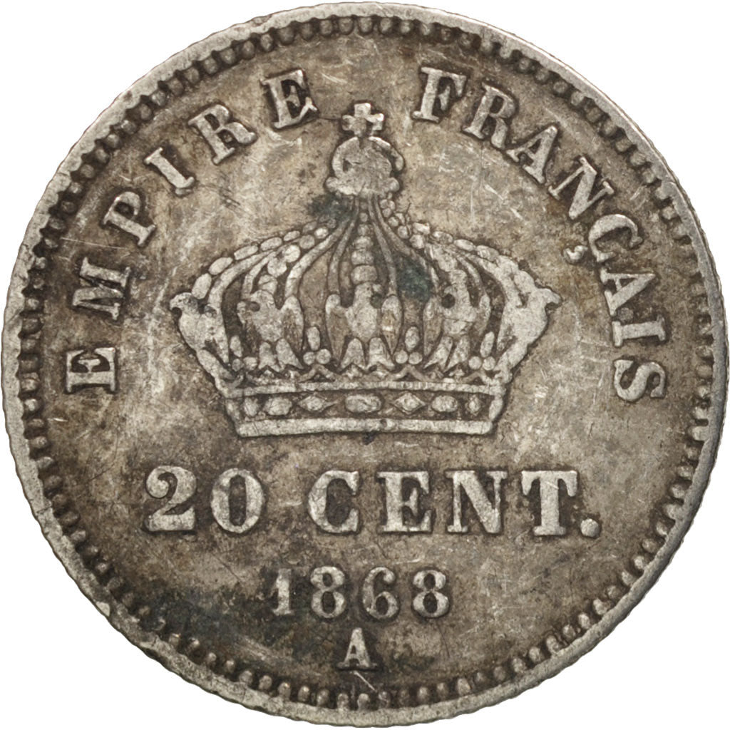 Coin, France, Napoleon III, Napoléon III, 20 Centimes, 1868, Paris, VF(20-25)