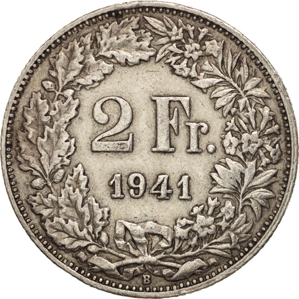 Switzerland, 2 Francs, 1941, Bern, EF(40-45), Silver, KM:21