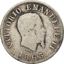 Italy, Vittorio Emanuele II, 50 Centesimi, 1863, Milan, VG(8-10), Silver