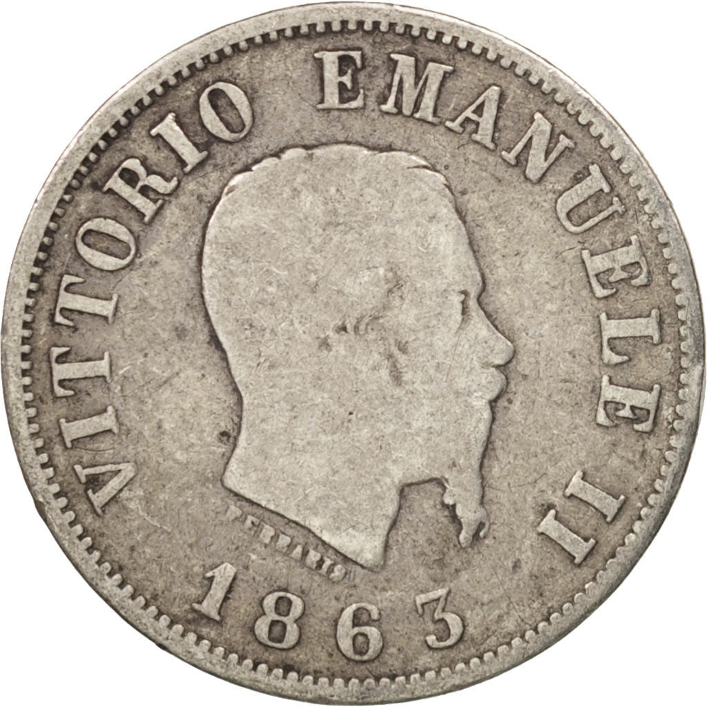 Italy, Vittorio Emanuele II, 50 Centesimi, 1863, Milan, VG(8-10), Silver