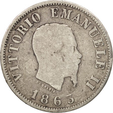 Italy, Vittorio Emanuele II, 50 Centesimi, 1863, Milan, VG(8-10), Silver