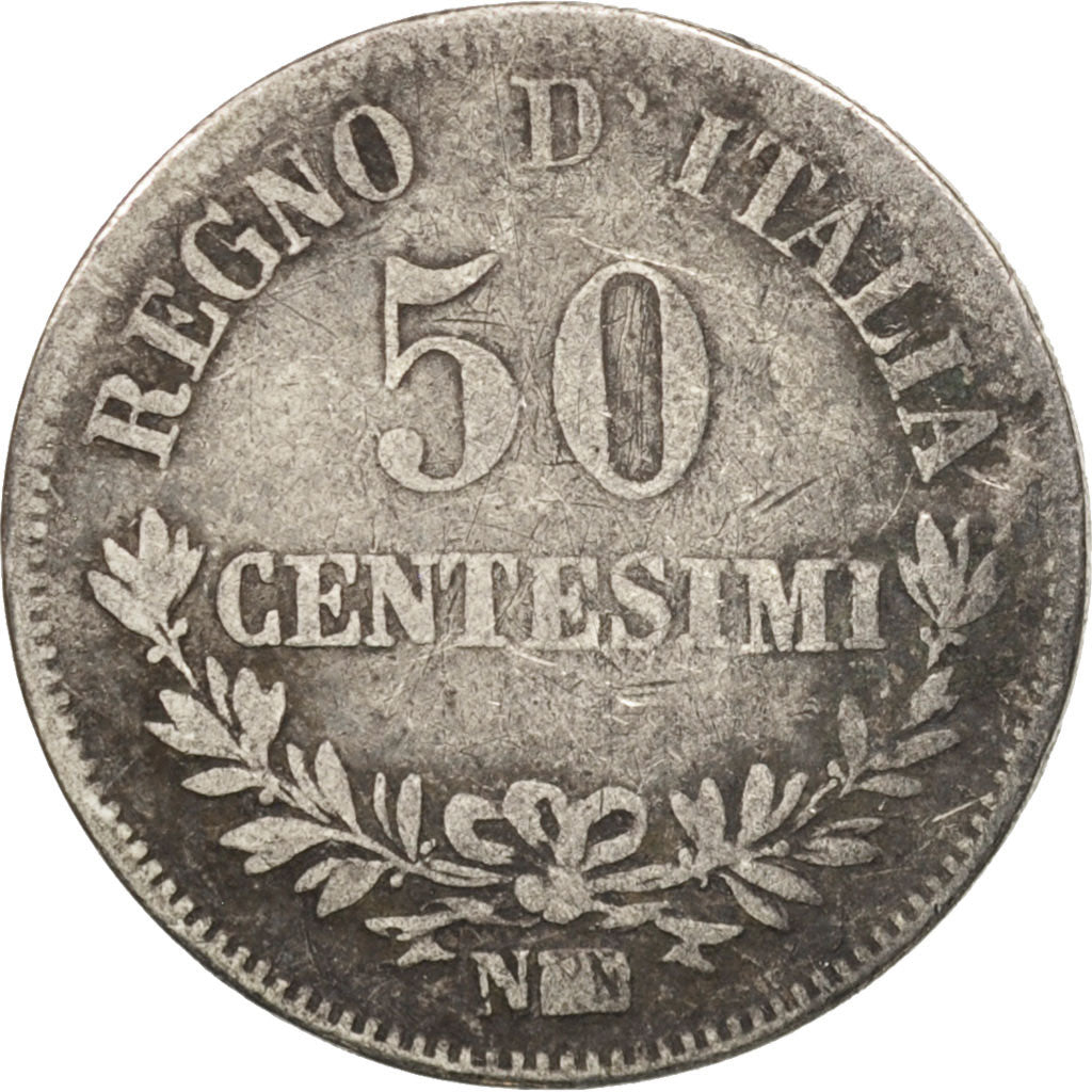 Italy, Vittorio Emanuele II, 50 Centesimi, 1863, Naples, VF(20-25), Silver
