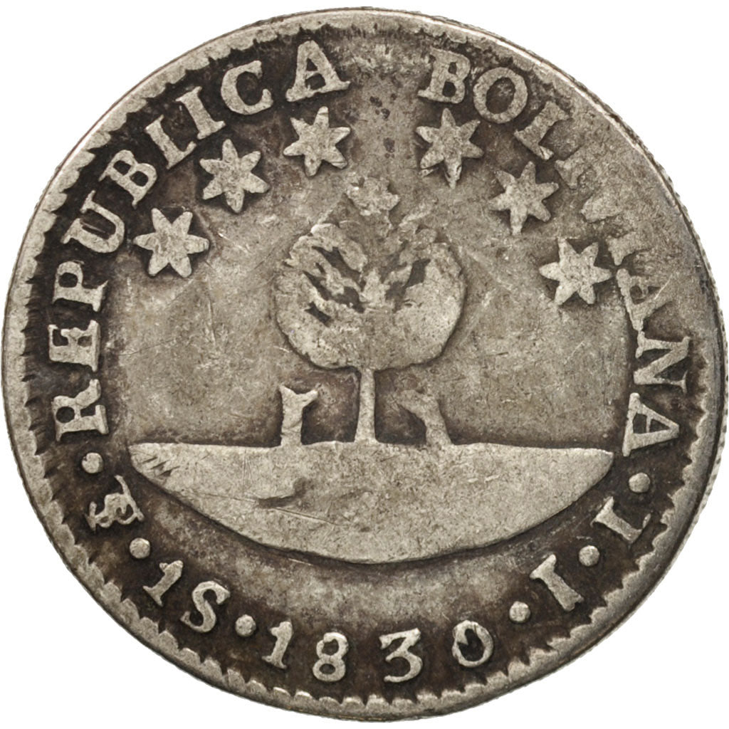 Bolivia, Sol, 1830, Potosi, VG(8-10), Silver, KM:94a