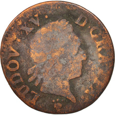 France, Louis XV, Liard à la vieille tête, 1769, Reims, VG(8-10), Copper